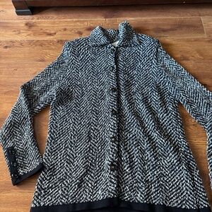 Vintage Doncaster Black wool blend Knit tweed sweater blazer size L